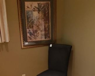 Black parsons chair. Wall art