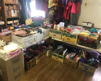 32 banana boxes of vintage fabrics