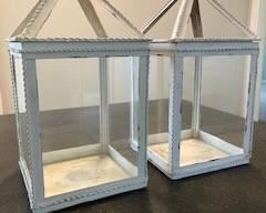 Two Metal & Glass Candle Holders 13x6x6
