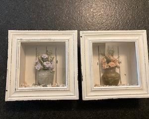 Two Shadow Box Mini Flower Pots 6.5x6.5x2