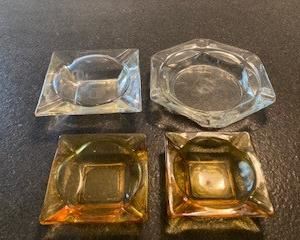 Lot of Four Vintage Clear & Amber Ashtrays
