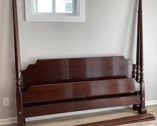 Mid Century Four Post Bed King 77” width from inside posts and 71” Rails