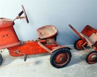 Vintage Murray Cast Steel Pedal Tractor, 25" x 39" x 19", With Dump Wagon