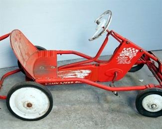 Vintage Murray Super Tot Rod Pedal Car With Adjustable Seat, Chain Driven, 16" x 40" x 22"