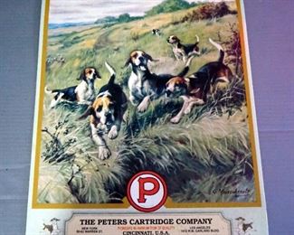 Metal Peters Cartridge Company And John Wayne Signs, 16" x 12", Winchester 1894 Calendar Back, The Rio Kid Western Paperback Book, And More
