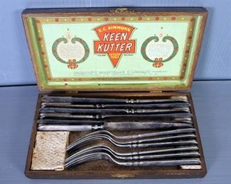 Keen Kutter Simmons Hardware Company 12 Piece Cutlery Set In Oak Storage Box