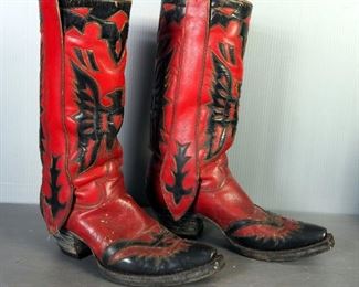 Antique Western Men's Boots, Qty 2 Pair, And Calvary Hat