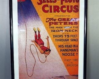 Framed Sells-Floto Circus The Man With The Iron Neck Poster, 37" x 25", And Framed Under Glass Waiting To Inhale Poster, 24" x 16"