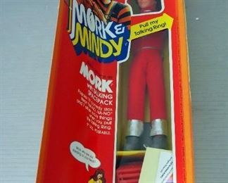 Mattel Mork & Mindy Mork Action Figure With Talking Space Pack In Original Box And Colorforms Mork From Ork Stand Up Play Set, In Sealed Package