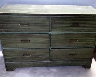 Vintage Painted Pine 6-Drawer Dresser, 32" x 48" x 17"