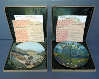 Grandma Moses "Memories Of America Collection" 10" Plates Qty 2 Includes Plate II "the Old Automobile" And Plate IV "Rainbow" ,Both are #512/5000 W