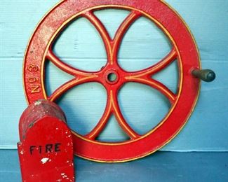 Antique Cast Iron #3 Hose Reel Crank, And Antique Cast Iron Fire Box