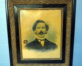 Antique Framed Under Glass "In Memorium" Portrait 30" x 25.5"