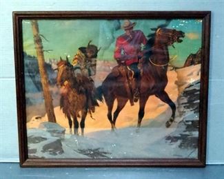 Framed Under Glass "Royal Canadian Mounted Police" Vintage Poster by Arnold Friberg 19.5" x 23.5"