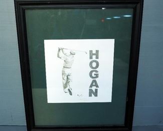 Framed Matted Under Glass 1950 US Open Ben Hogan Print Signed And Numbered By Artist Guitrini # 8 Of 500, 22.5" x 18"