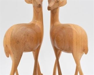 Wood Carved Gazelle Sculptures