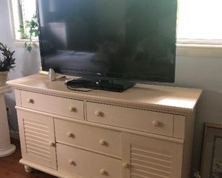 White dresser or TV stands, TV