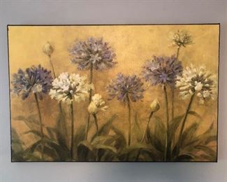 Gold purple and white flower painting