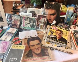 Elvis memorabilia, Cats playbill, lots of mid 50s Hollywood items