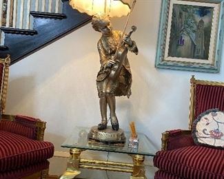 Mozart by Mabro lamp, he's 36 inches tall and overall with the shade is 60 inches tall!