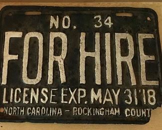 1918 Rockingham County For Hire License Plate (Repainted)