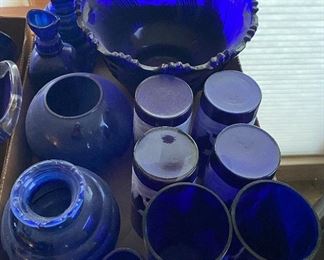 Cobalt Glass Planters and Bowls