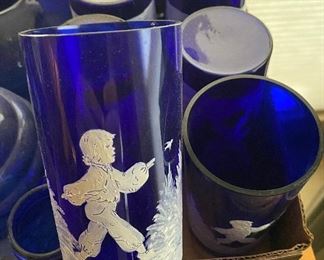 Mary Gregory Cobalt Tumblers