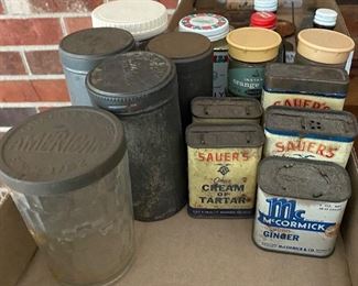 Old Kitchen Spice Tins and Snuff Jars