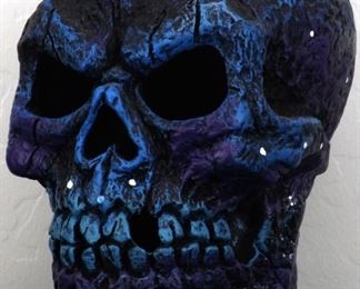 Deep Blue Violet Painted Skull