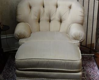 Council Silk Upholstered Chair and Ottoman