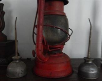 Old lantern/ oil cans