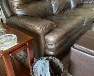 Leather Recliner Sofa and Storage Box