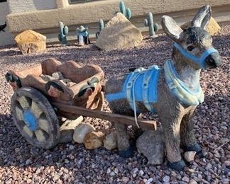 Concrete Donkey and Cart