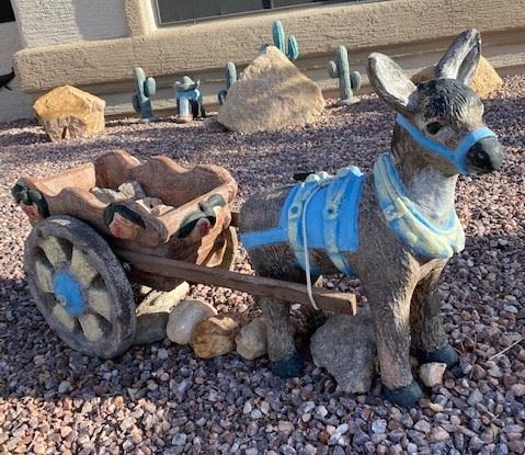 Concrete Donkey and Cart