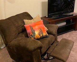 Ultra Suede Relciner and Sony TV