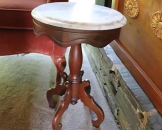 Victorian Mahogany  Marble Top Side Table 