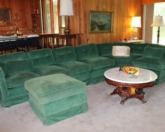 Green Sectional Sofa with Pull Out Bed.  