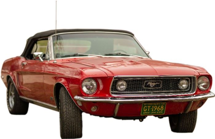 Mustang  1968 1 of 1 with Marti Report Red Convertible, Black Top, 290, Black Interior