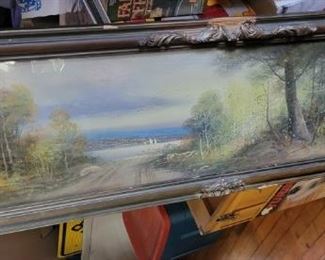 Lake Scene with far off City in Pastels - Chalks