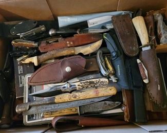 Variety of Knives Hunting Fishing Case, Buck, Veretta, Marbels and Others