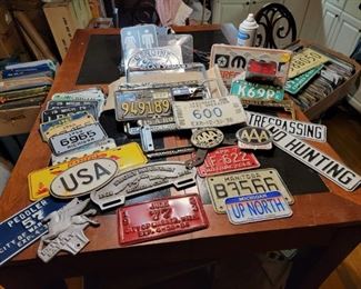 Various License Plate Topper, Motor Cycle Signs from 60s 70s and More