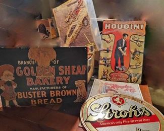 Houdini, Stroh's, Golden Sheaf Bakers Buster Brown Bread Signs
