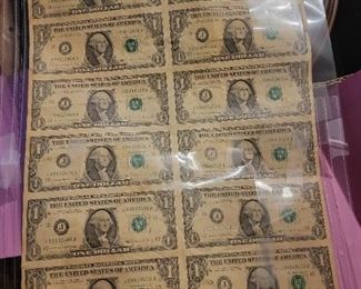 Uncut 1$ Bills