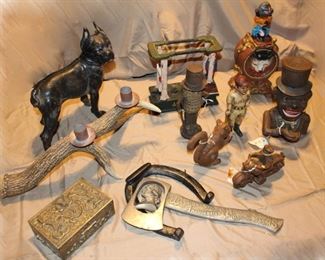 Variety of Mechanical Banks, Door Stop, Antler, Hacket