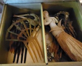 Vintage Hair Combs, Figurine Box