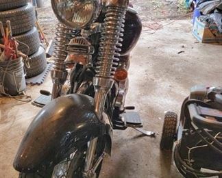 Motor Cycle with large front springs