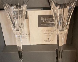 Waterford Crystal Millennium Toast to the Year 2000 -Four Sets - Health, Happiness, Peace, Prosperity. 