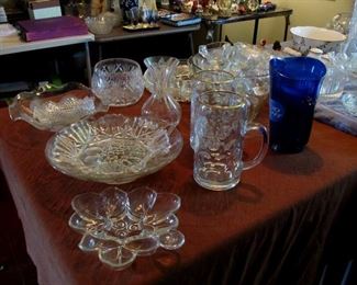 various pressed glass