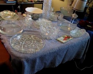 various pressed glass