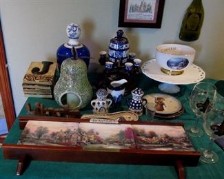 In foreground Thomas Kinkade 3 panel wall hanging